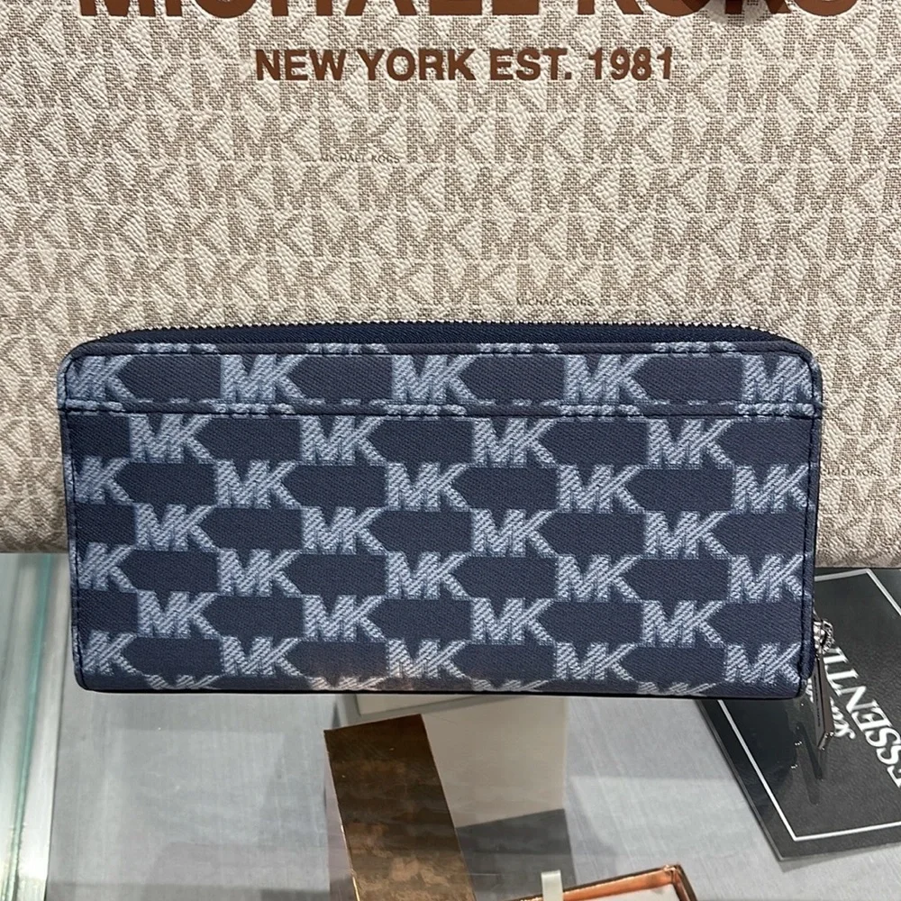 Michael Kors Men’s Women’s Cooper Tech Zip Around Continental Wallet Navy Multi